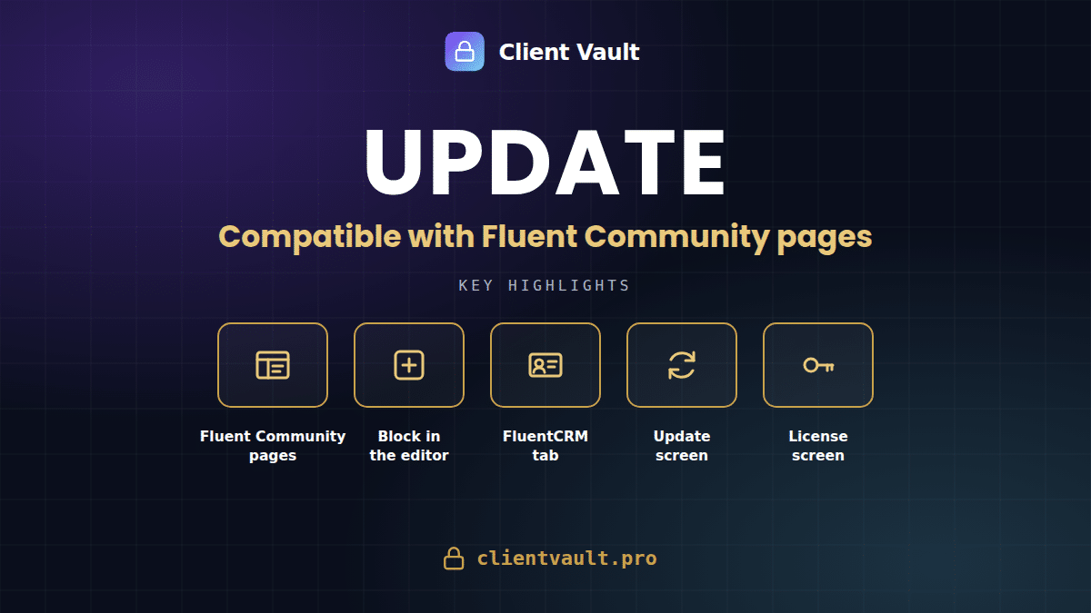 Client Vault devient compatible avec les pages natives Fluent Community