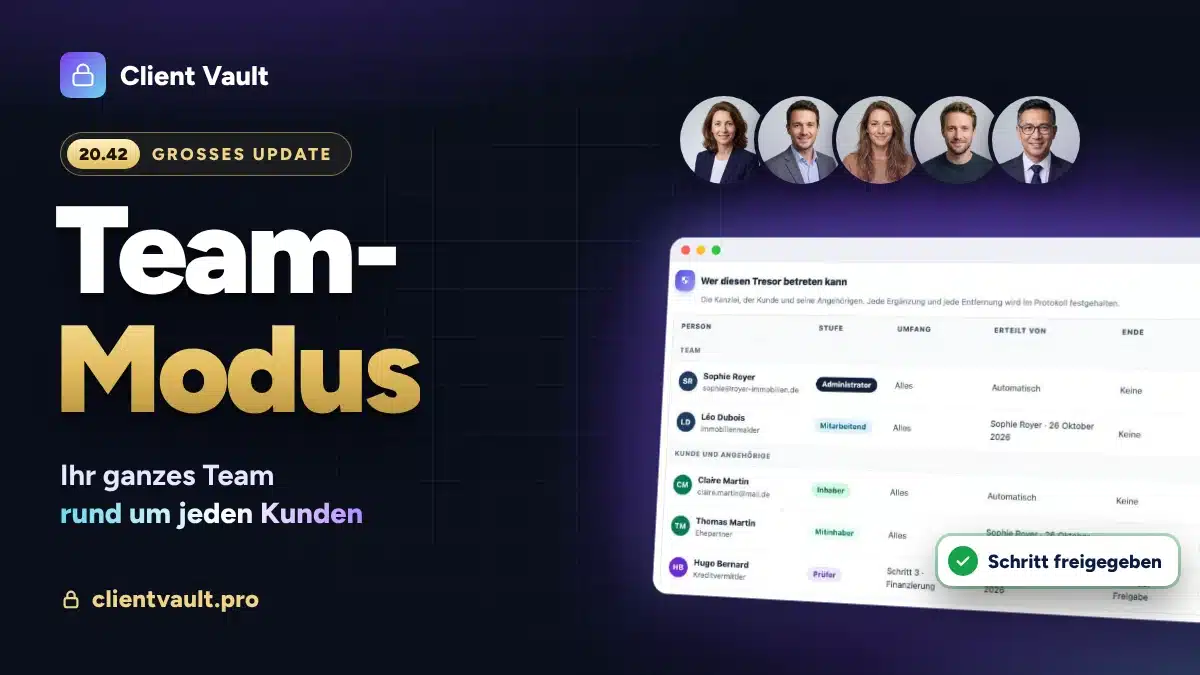 Client Vault 20.42: der Team-Modus, Ihr ganzes Team rund um jeden Kunden