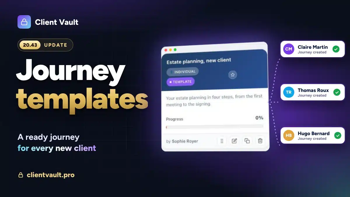 Client Vault 20.43: template journeys, a journey ready for every new client