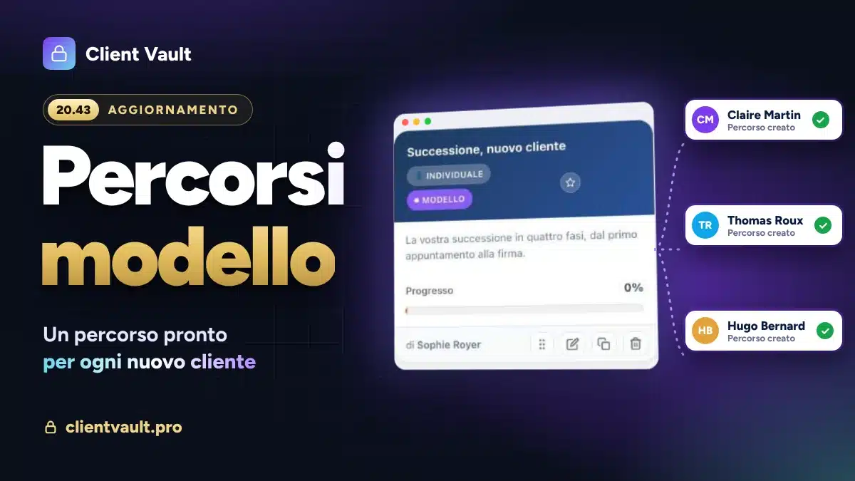 Client Vault 20.43: i percorsi modello, un percorso pronto per ogni nuovo cliente
