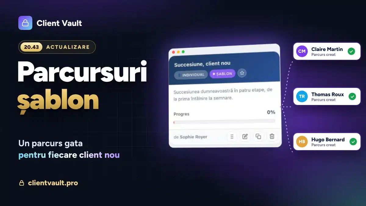 Client Vault 20.43: parcursurile șablon, un parcurs pregătit pentru fiecare client nou